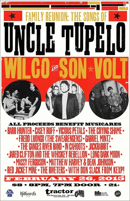 Poster for Aaron's third annual Family Reunion benefit for MusiCares at Tractor Tavern on Feb. 26, 2015.