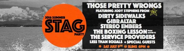 Flyer for the 2016 Summer STAG Party at Slim's Last Chance on July 9, listing Gibraltar among the performers.