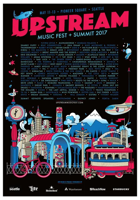 Upstream Music Fest + Summit 2017 poster listing Gibraltar among the May 11-13 lineup.