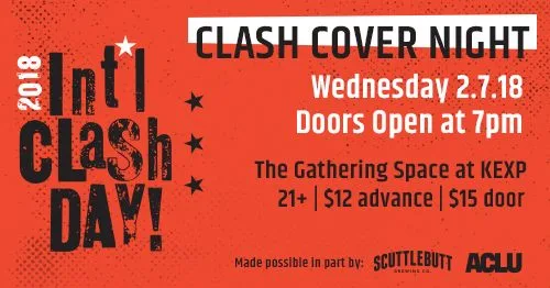 International Clash Day 2018 Clash Cover Night flyer for February 7 at KEXP.