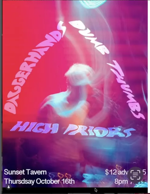 Flyer for Psilocybernauts, Dumb Thumbs and High Priors at Sunset Tavern on October 16, 2025.
