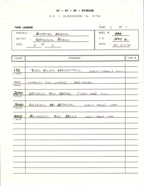 Spitshine Picasso studio/session document.