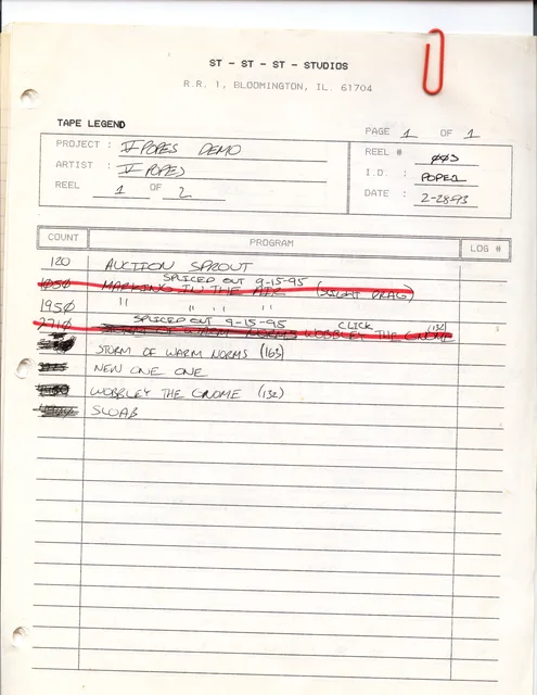 V Popes / Five Popes studio tape legend.