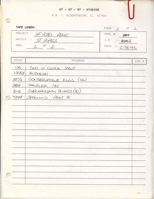V Popes / Five Popes studio tape legend.